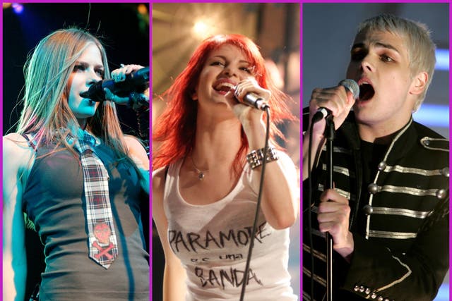 <p>De izquierda a derecha: Avril Lavigne, Hayley Williams de Paramore y Gerard Way de My Chemical Romance</p>
