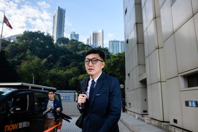 <p>File: Pro-independence activist Edward Leung Tin-kei in Hong Kong on 18 January 2018</p>