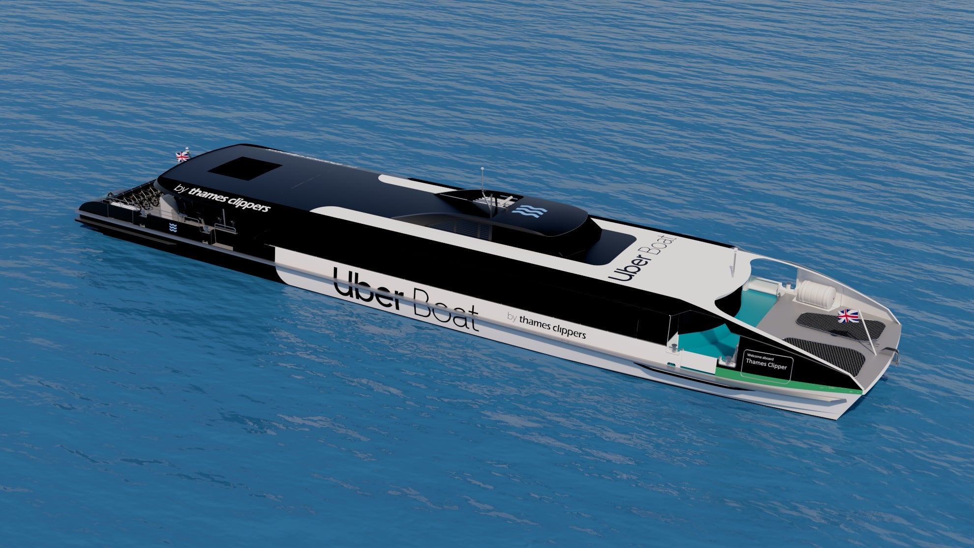 The UK’s first hybrid high-speed passenger ferries are being built to cut emissions on commuter services in London (Uber Boat by Thames Clippers/PA)