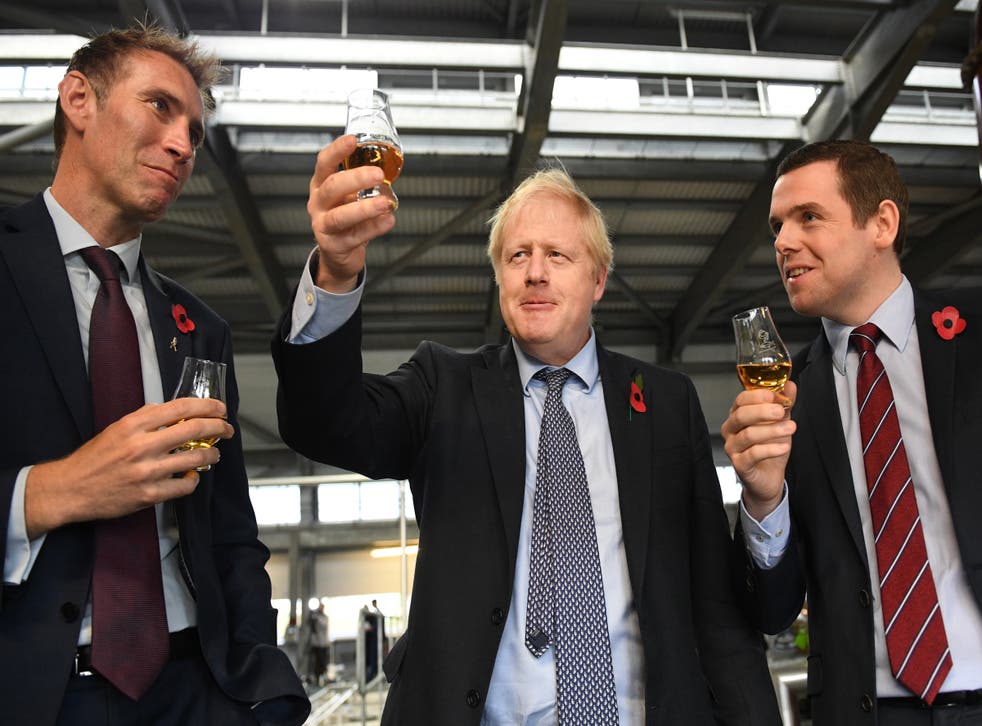 Prime Minister Boris Johnson was asked if he thinks Scottish Conservative leader Douglas Ross is a ‘lightweight’ (Stefan Rousseau/PA)