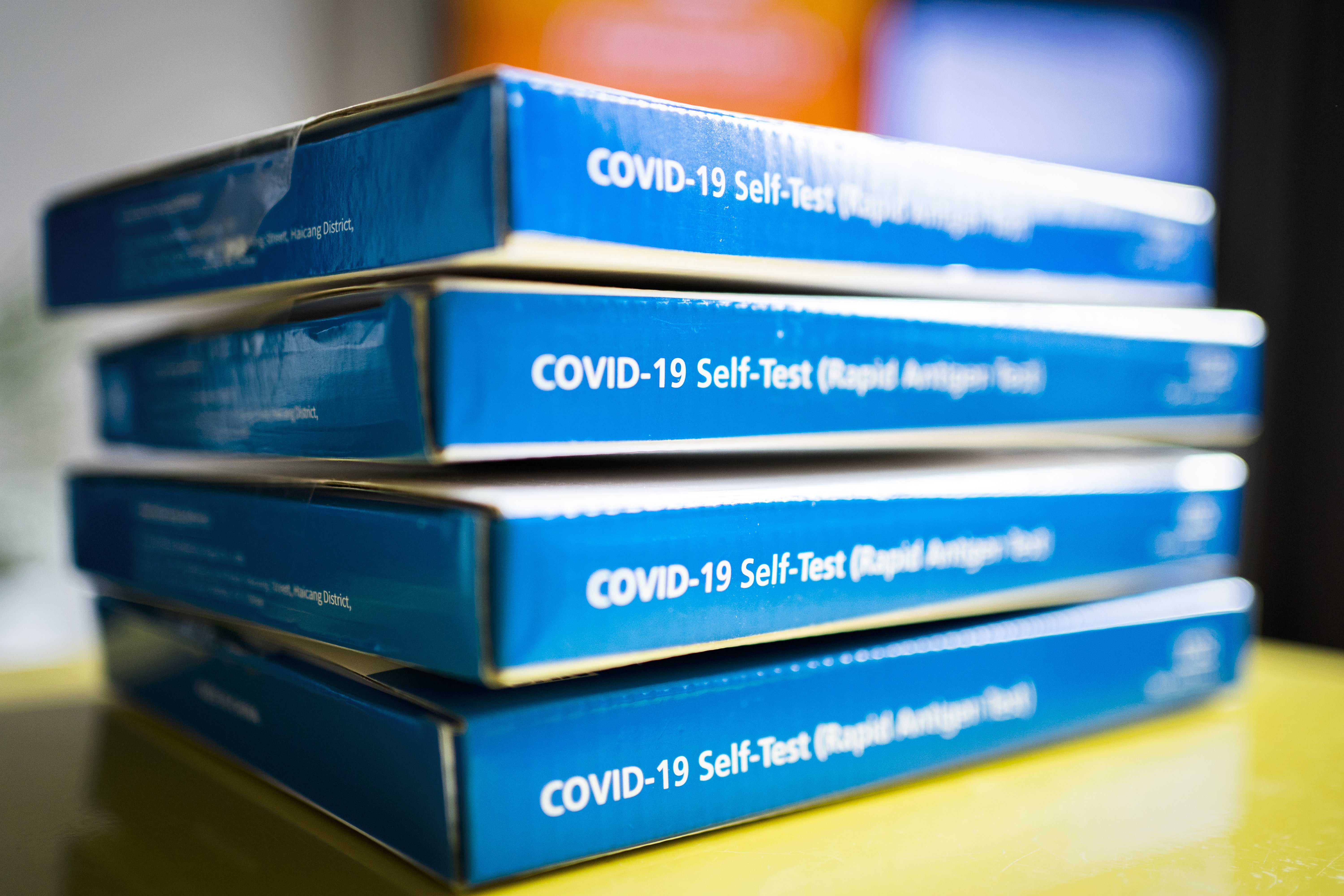 Boxes of NHS Covid-19 rapid antigen test (PA)