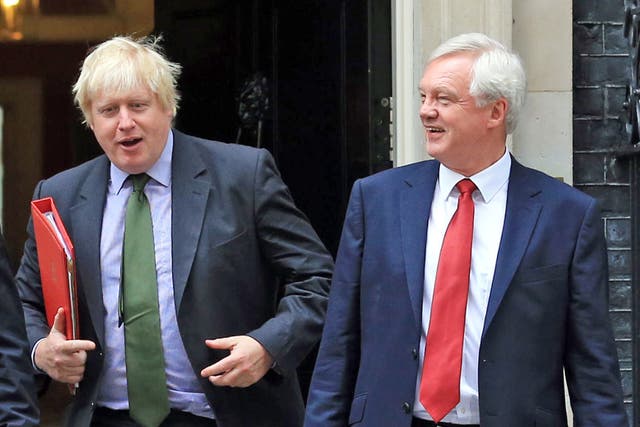 Boris Johnson and former Brexit secretary David Davis (Gareth Fuller/PA)