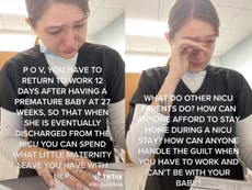 Mother of premature baby reveals she had to return to work after 12 days to save up maternity leave