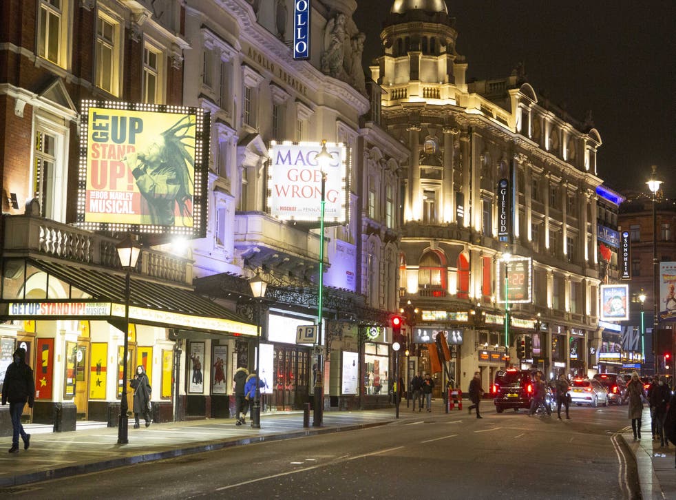 Theatres on London’s Shaftesbury Avenue at night (Rick Findler/PA)