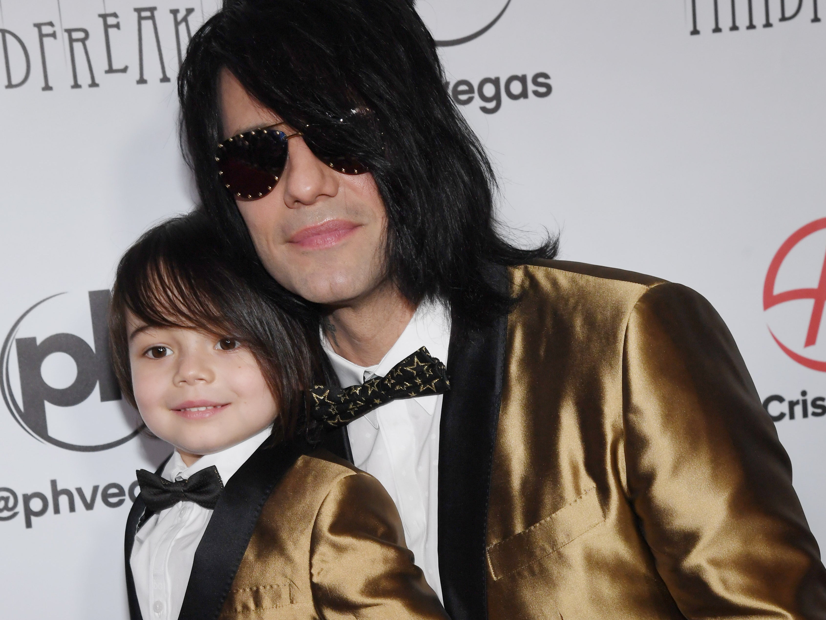 Criss Angel and his son Johnny Crisstopher at the opening of one of Angel’s shows in Las Vegas, Nevada, on 19 January 2019