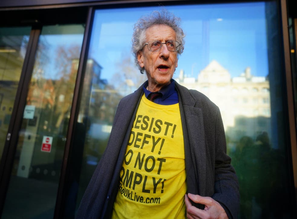 <p>Piers Corbyn outside Westminster magistrates’ court </p>