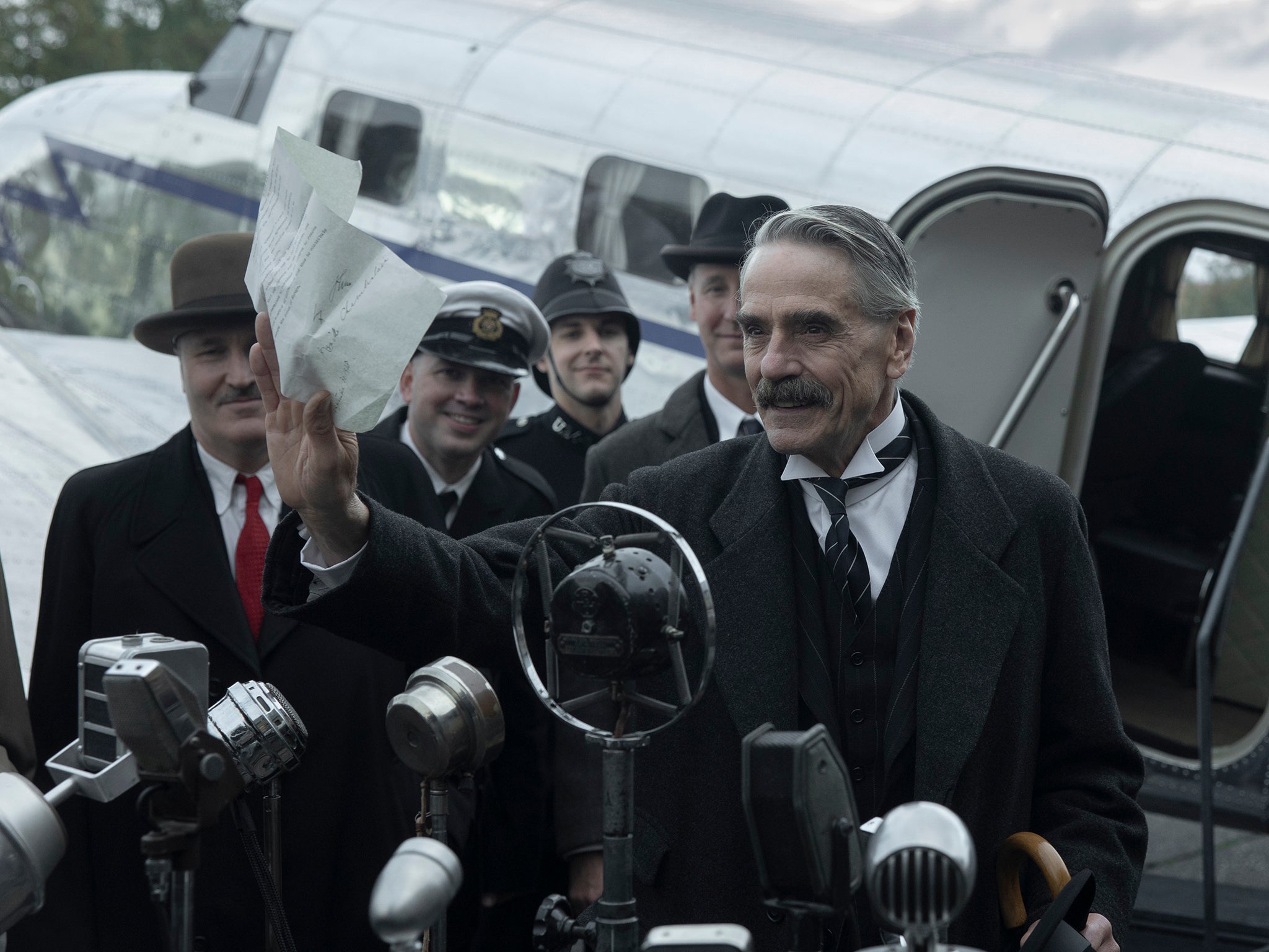 <p>Appeasement in our time: Jeremy Irons as Neville Chamberlain in Netflix’s ‘Munich: The Edge of War’ </p>