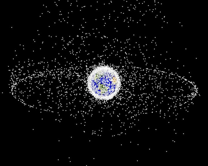 Representative image of space junk around Earth