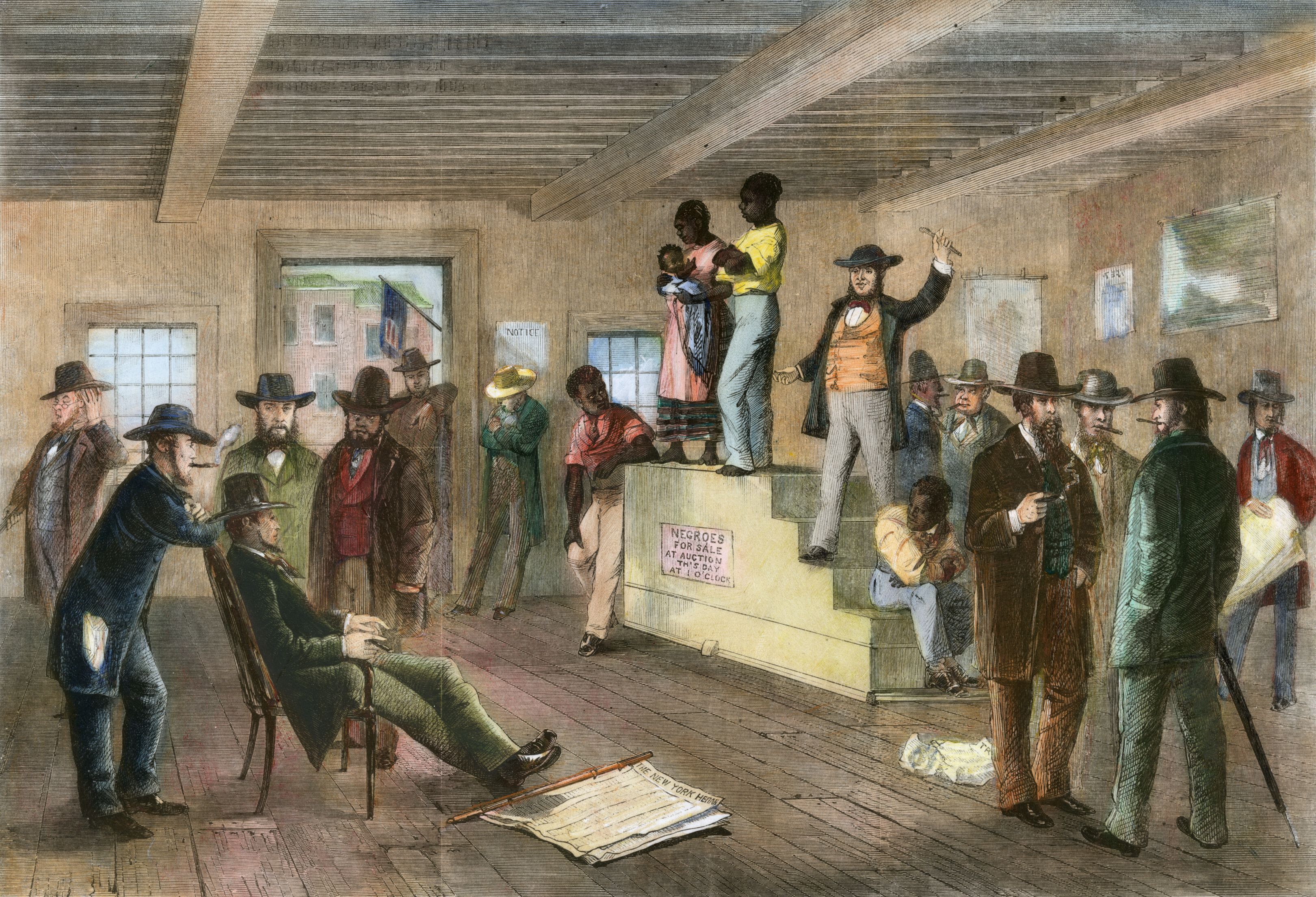 An auction of enslaved black people in Virginia