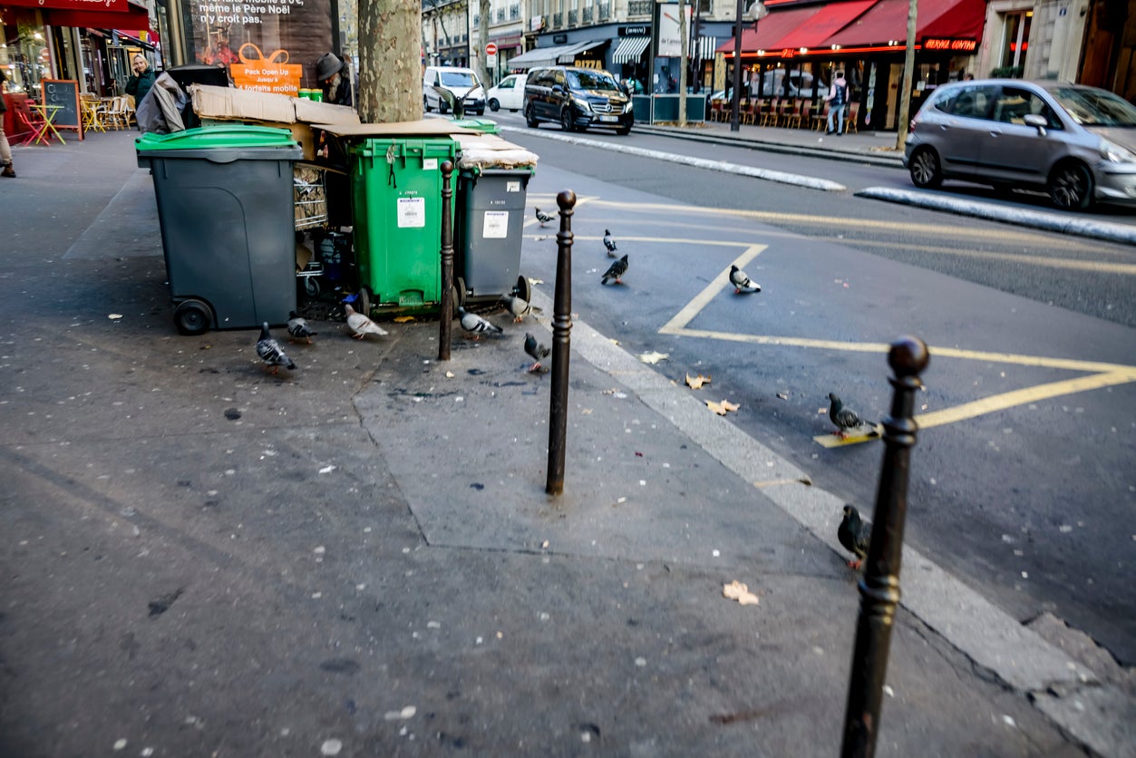 Rubbish bins on the Champs Elysee, Paris