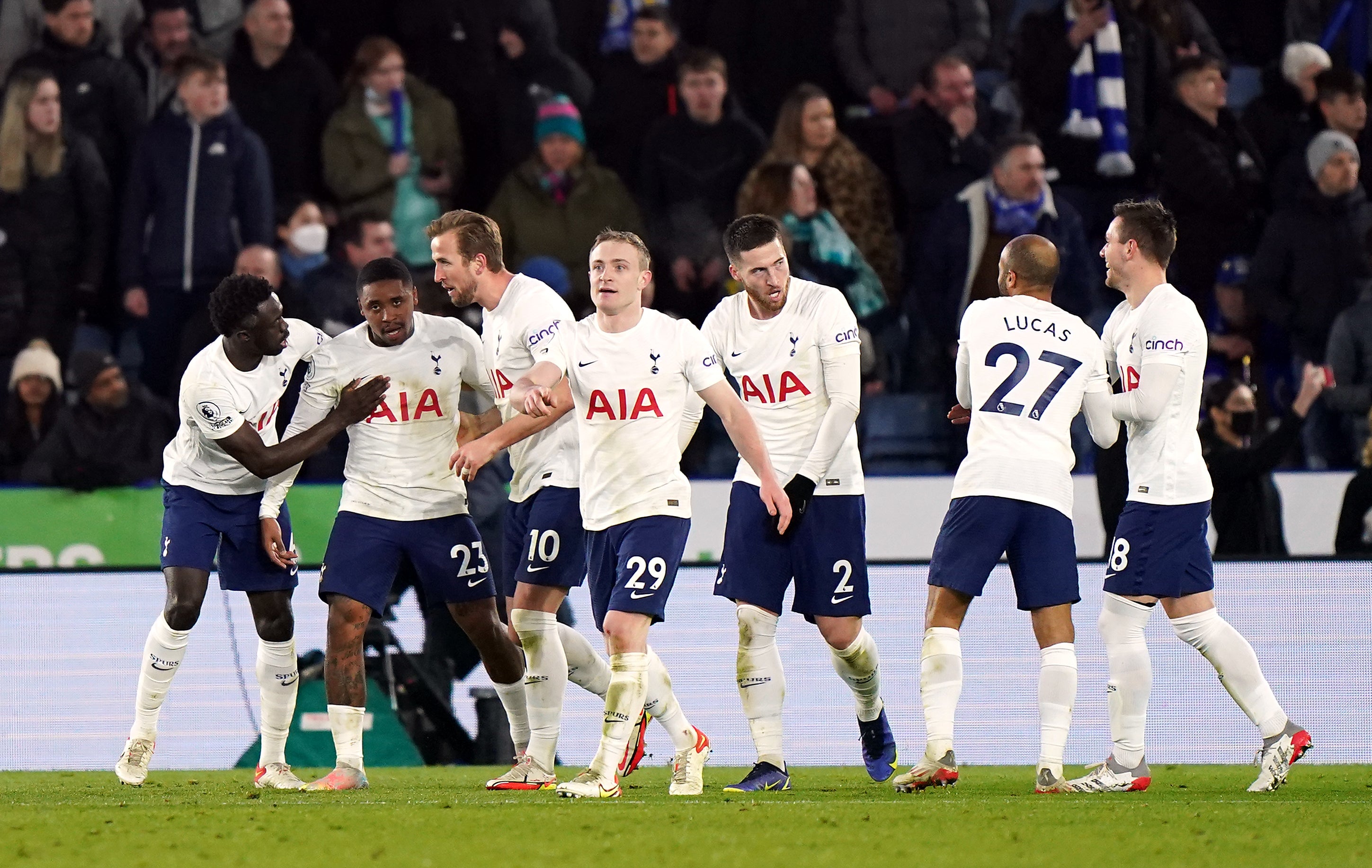 Tottenham dramatically won their match at Leicester in stoppage time