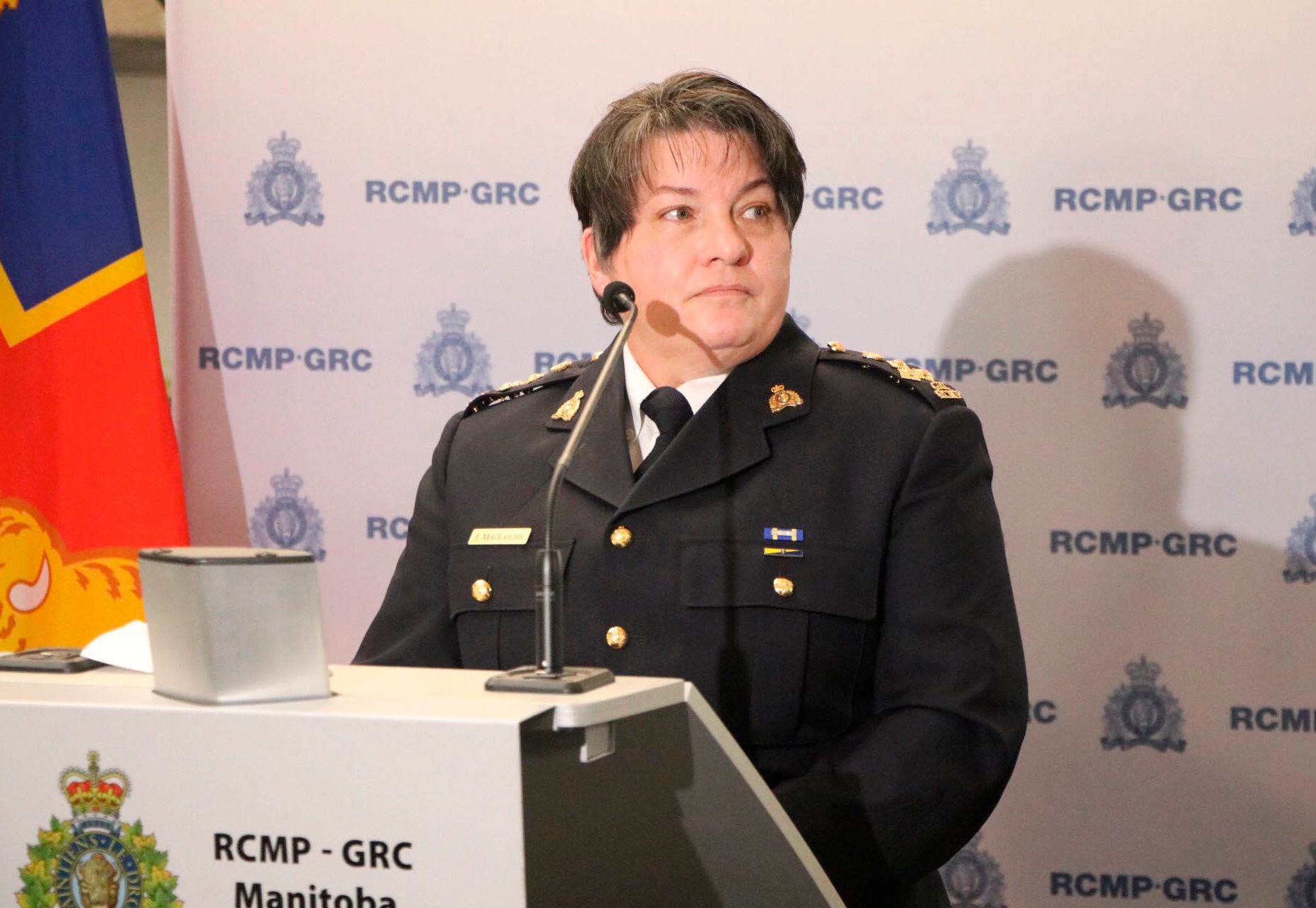 Manitoba RCMP Assistant Commissioner Jane MacLatchy holds a news conference in Winnipeg