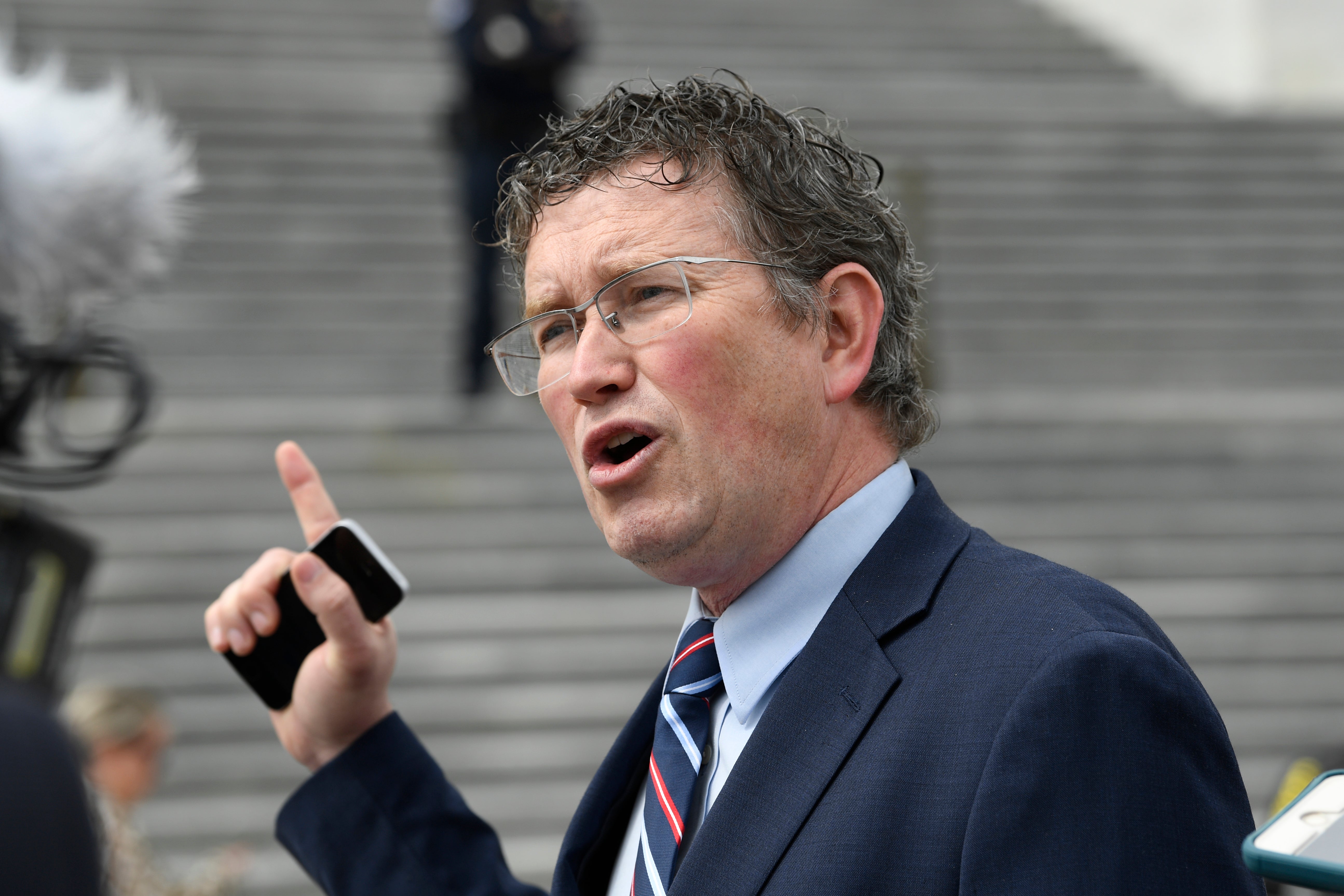 File Thomas Massie, R-Ky, talks to reporters before leaving Capitol Hill in Washington in 2020