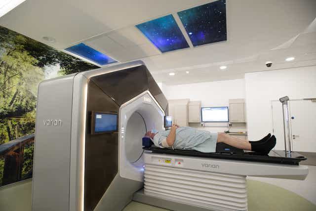 A patient undergoing treatment in the Varian Ethos machine (Royal Surrey NHS Foundation Trust/PA)