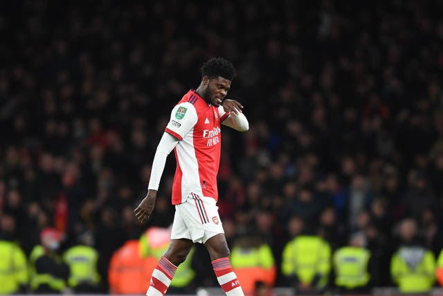 <p>Thomas Partey was red carded in Arsenal’s clash against Liverpool</p>