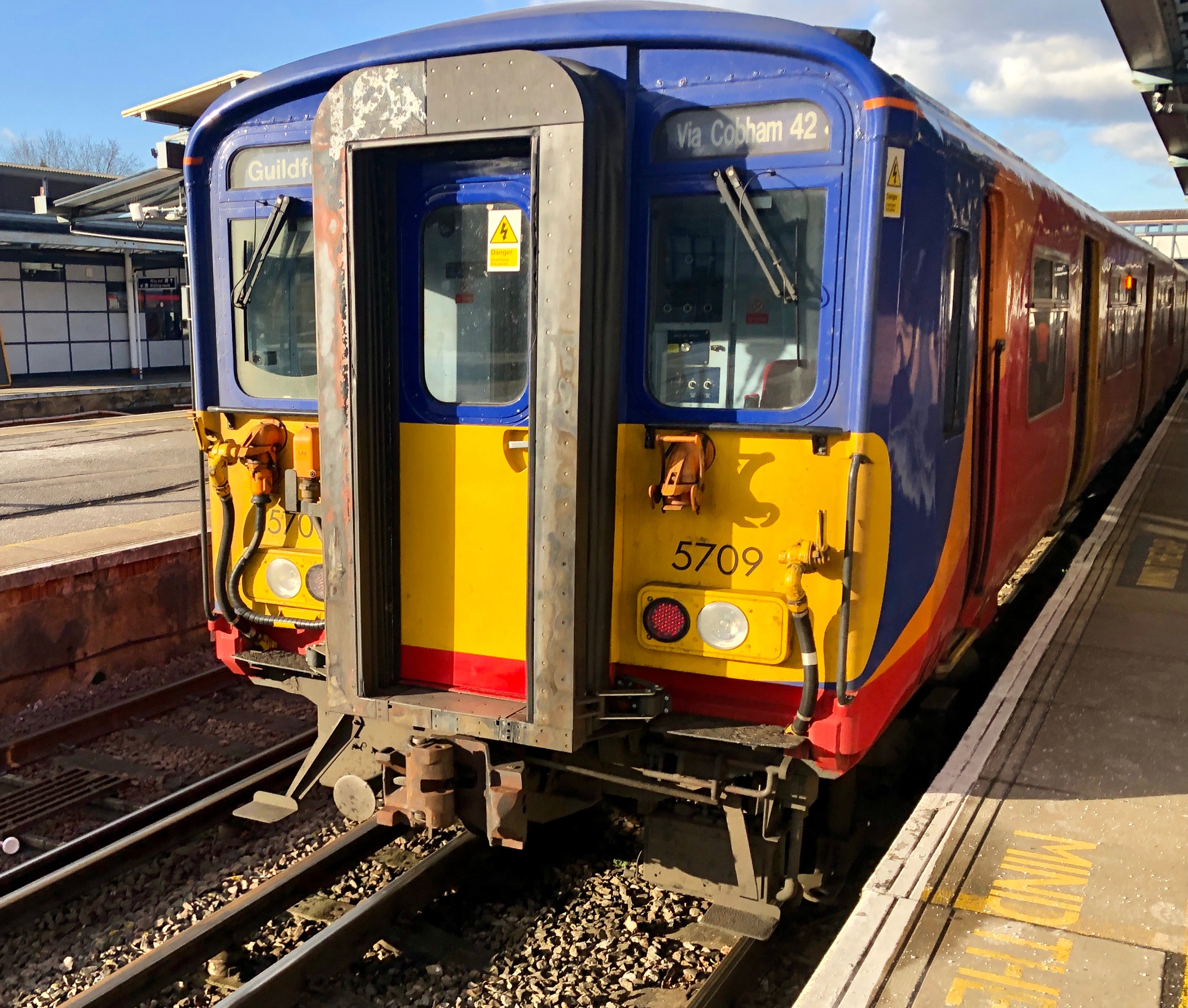 Test train: the 2.07pm from Guildford to London Waterloo waiting to leave