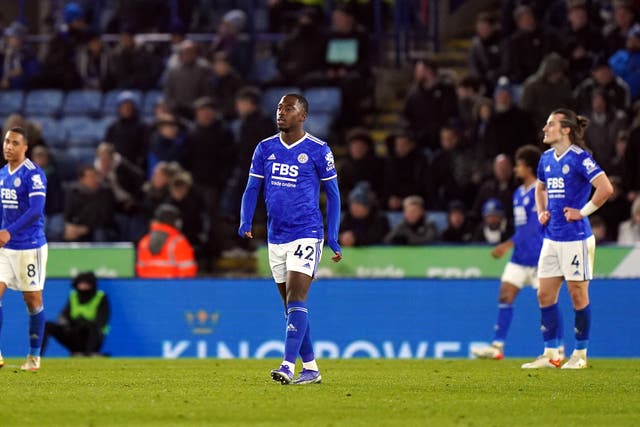 Leicester conceded two late goals to lose to Tottenham (Tim Goode/PA)