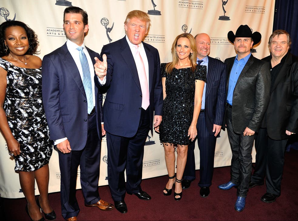 <p>Star Jones, Donald Trump Jr, Donald Trump, Marlee Matlin, Jim Cramer, John Rich, and Meat Loaf attend a ‘Celebrity Apprentice’ event on 26 April 2011 in New York City</p>