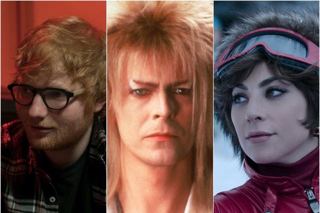 <p>Where pop meets movies: Ed Sheeran in ‘Yesterday’, David Bowie in ‘Labyrinth’ and Lady Gaga in ‘House of Gucci'</p>
