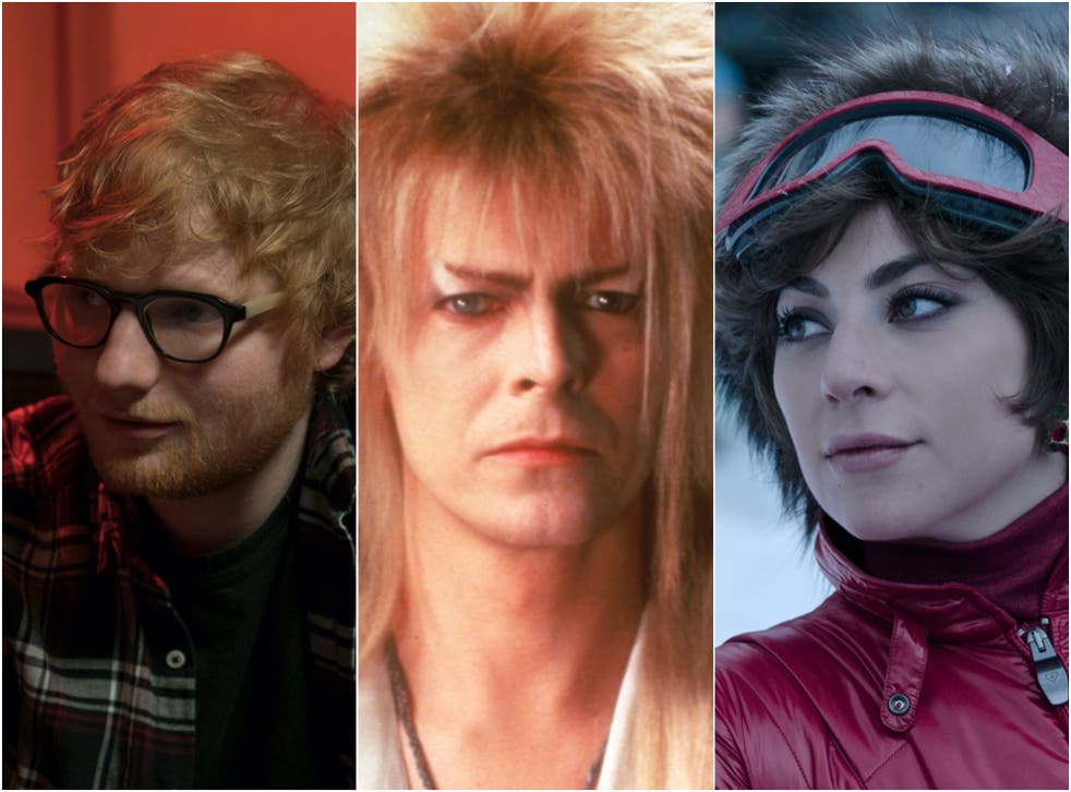 <p>Where pop meets movies: Ed Sheeran in ‘Yesterday’, David Bowie in ‘Labyrinth’ and Lady Gaga in ‘House of Gucci'</p>