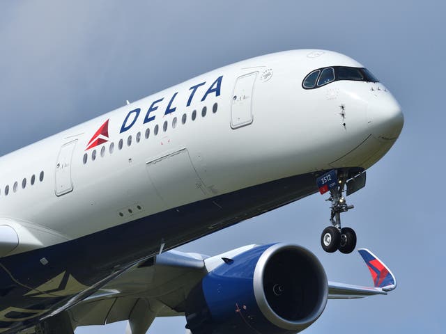 <p>A Delta Airlines flight </p>
