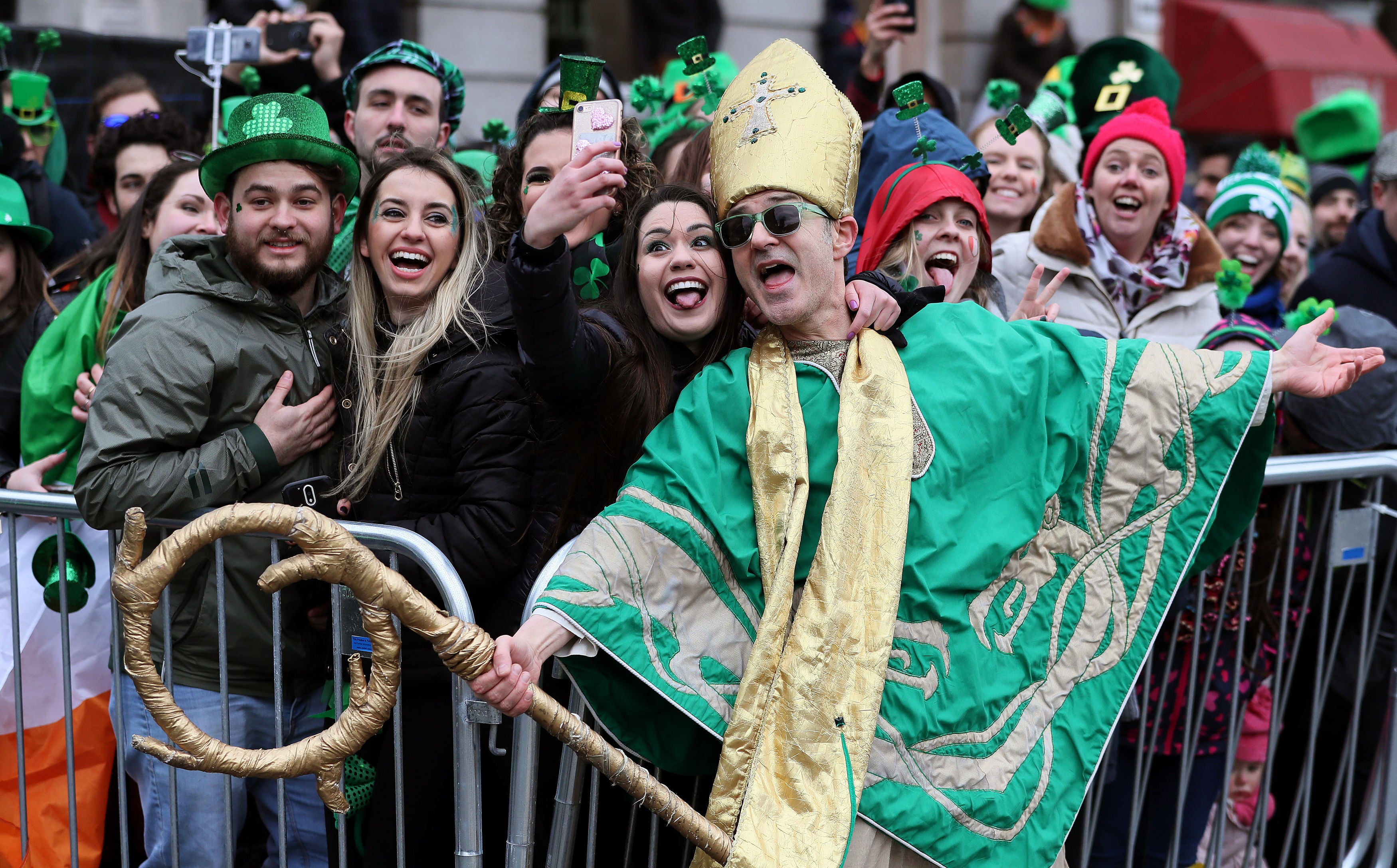 A man dressed as St Patrick (Brian Lawless/PA)