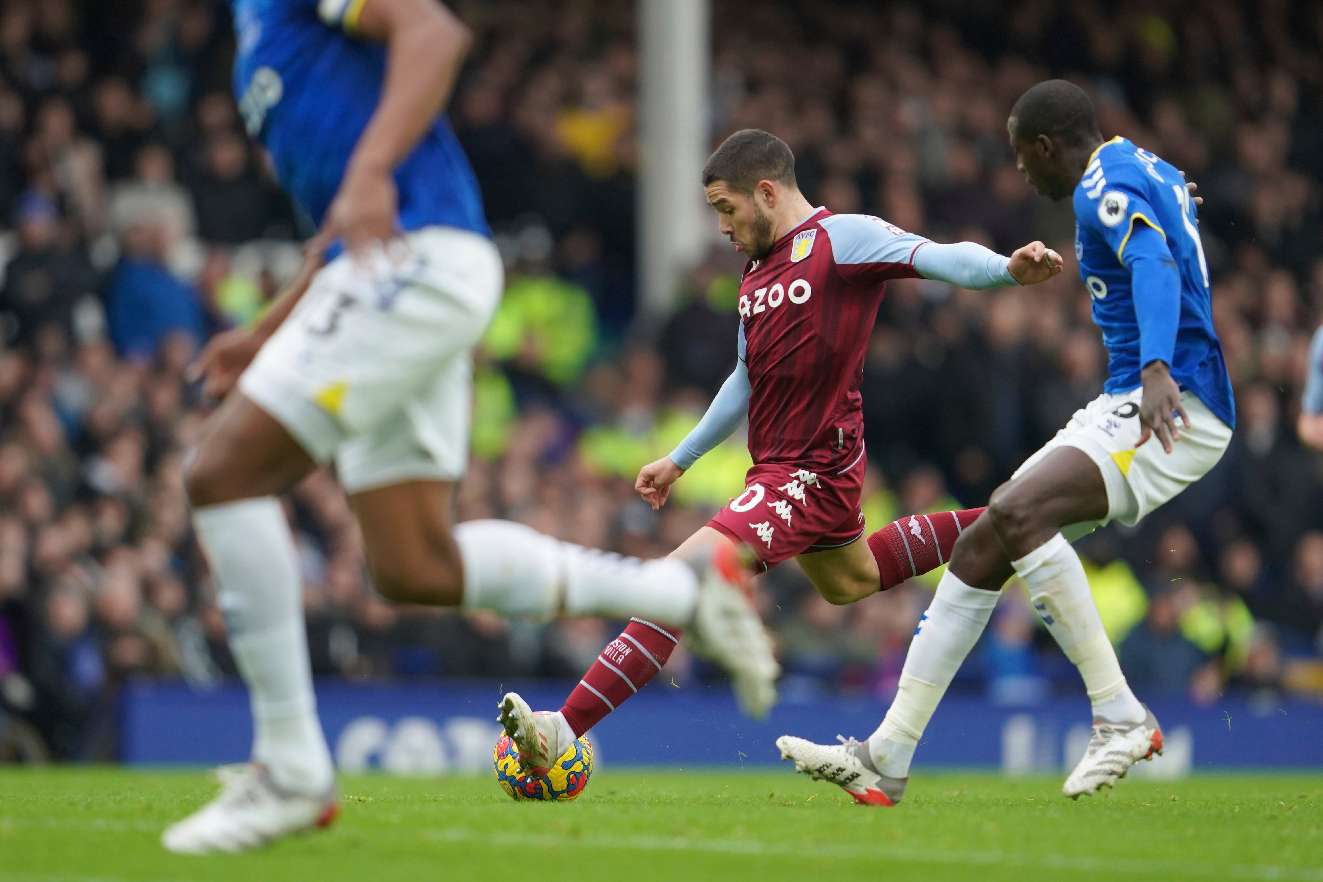 <p>Emi Buendia on the ball for Villa</p>