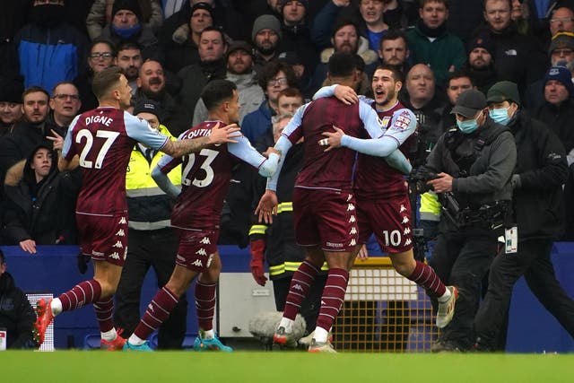 <p>Villa celebrate the only goal of the game</p>
