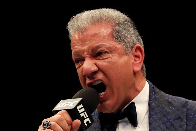 <p>UFC ring announcer Bruce Buffer at UFC London in 2019</p>
