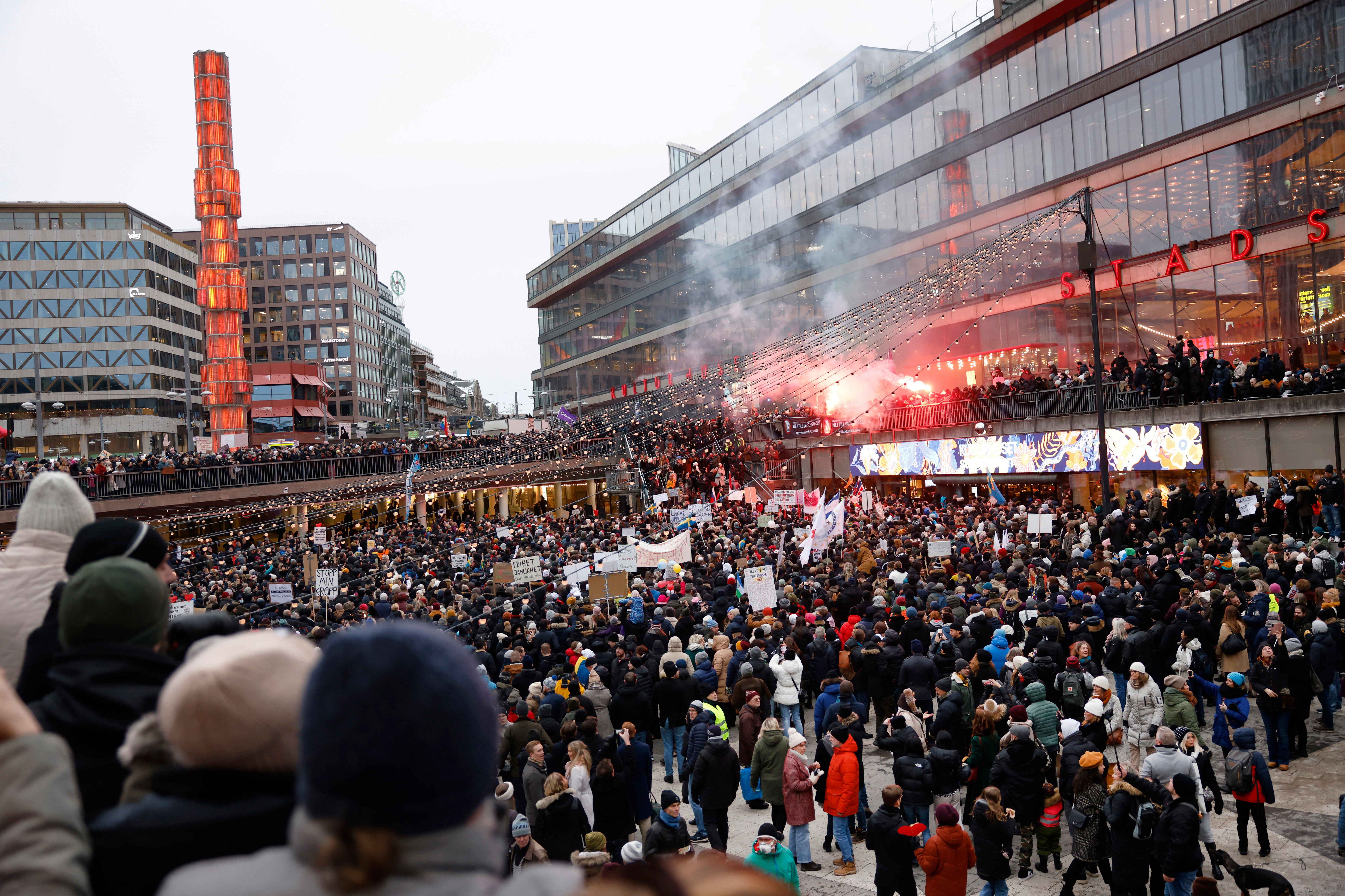Virus Outbreak Sweden Protest