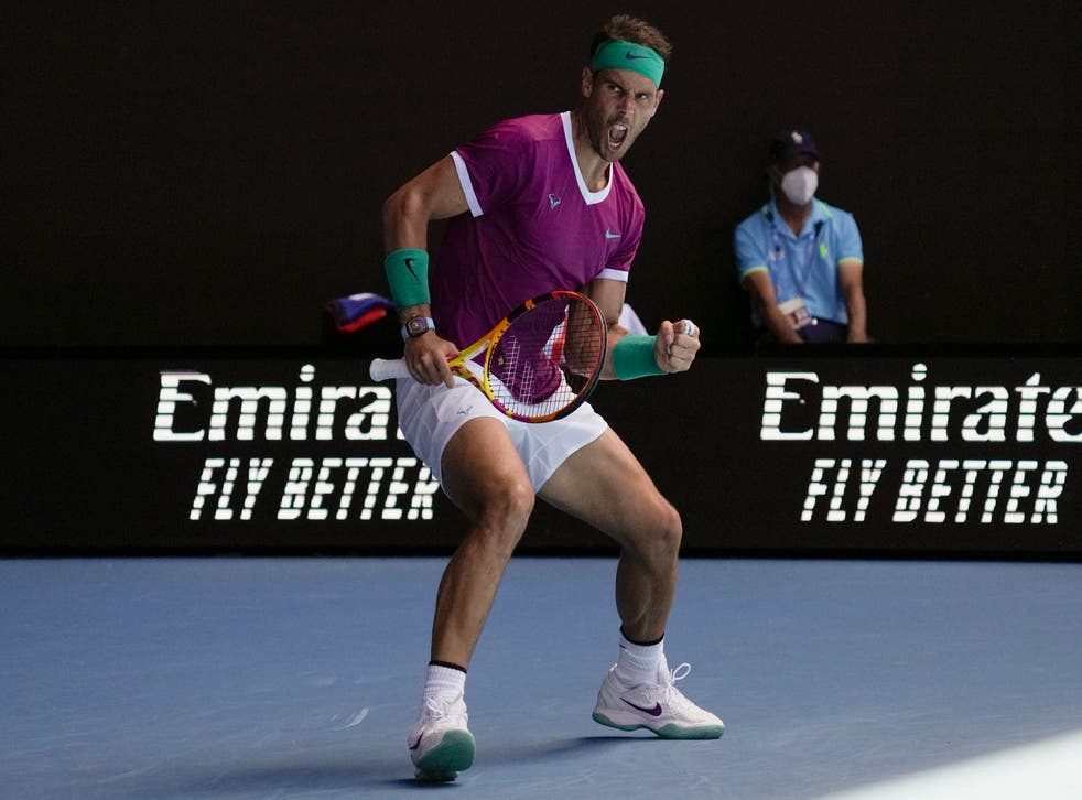 Rafael Nadal celebrates during his victory over Adrian Mannarino (Simon Baker/AP)