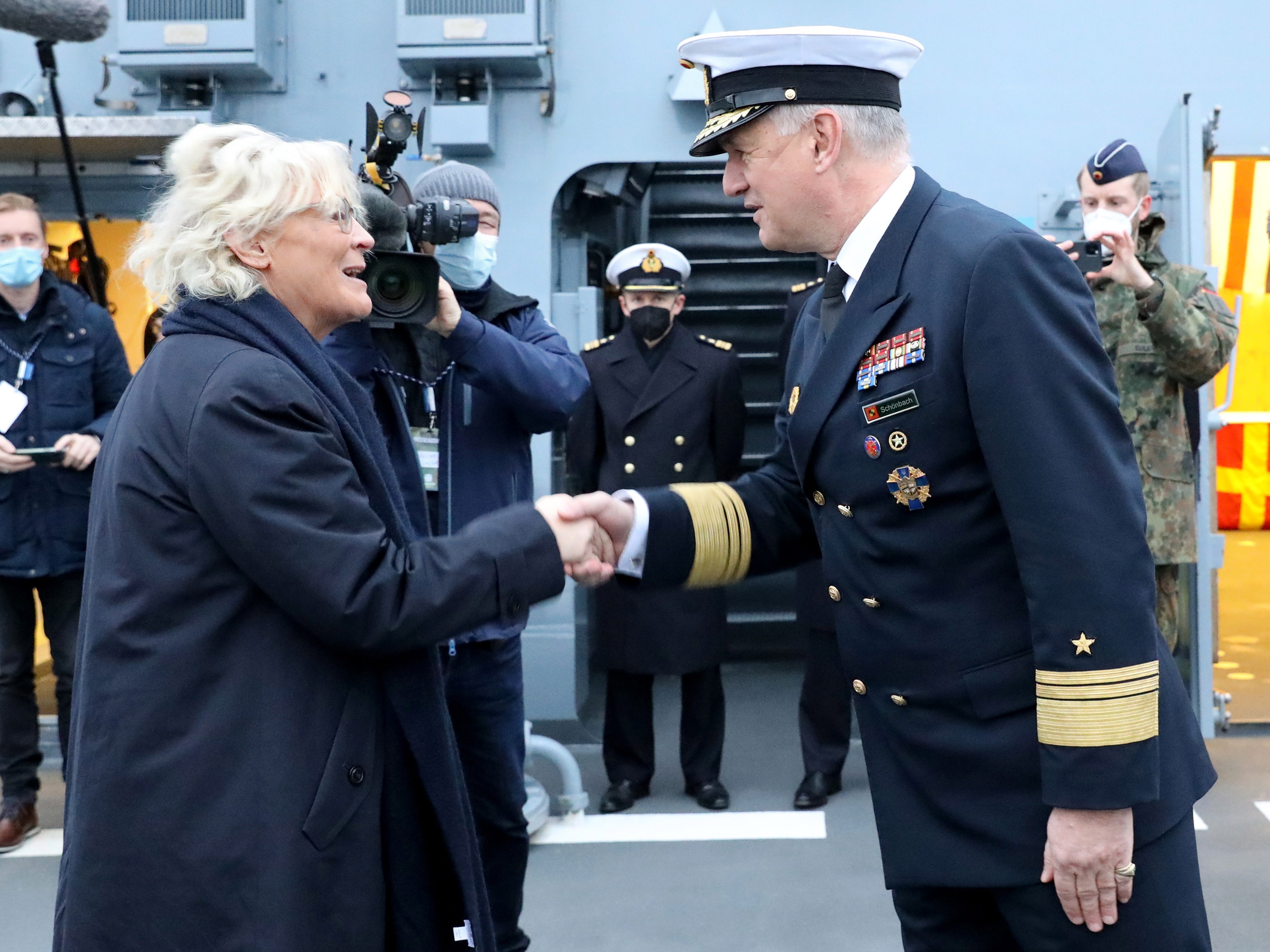 The head of the German navy, Kay-Achim Schoenbach (right), has resigned over controversial comments he made over Ukraine