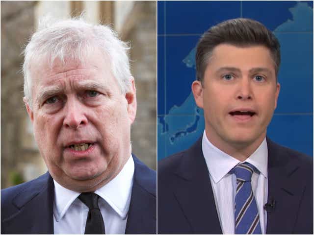 <p>Prince Andrew and Colin Jost</p>