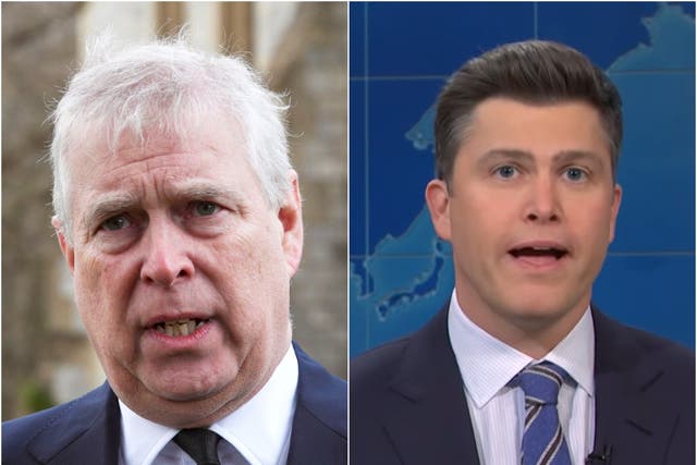 <p>Prince Andrew and Colin Jost</p>