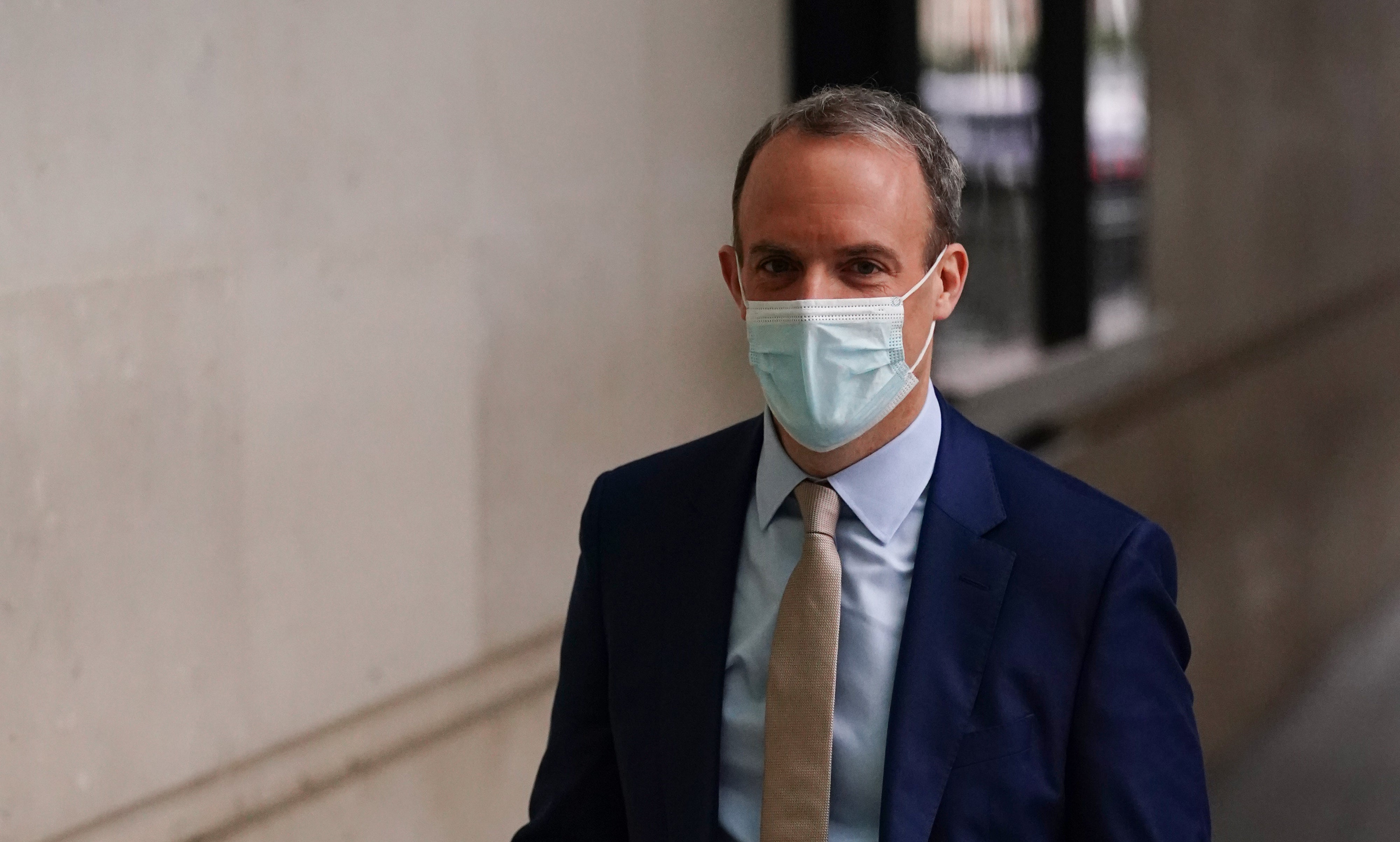Deputy Prime Minister Dominic Raab arrives at BBC Broadcasting House for media interviews (Ian West/PA)
