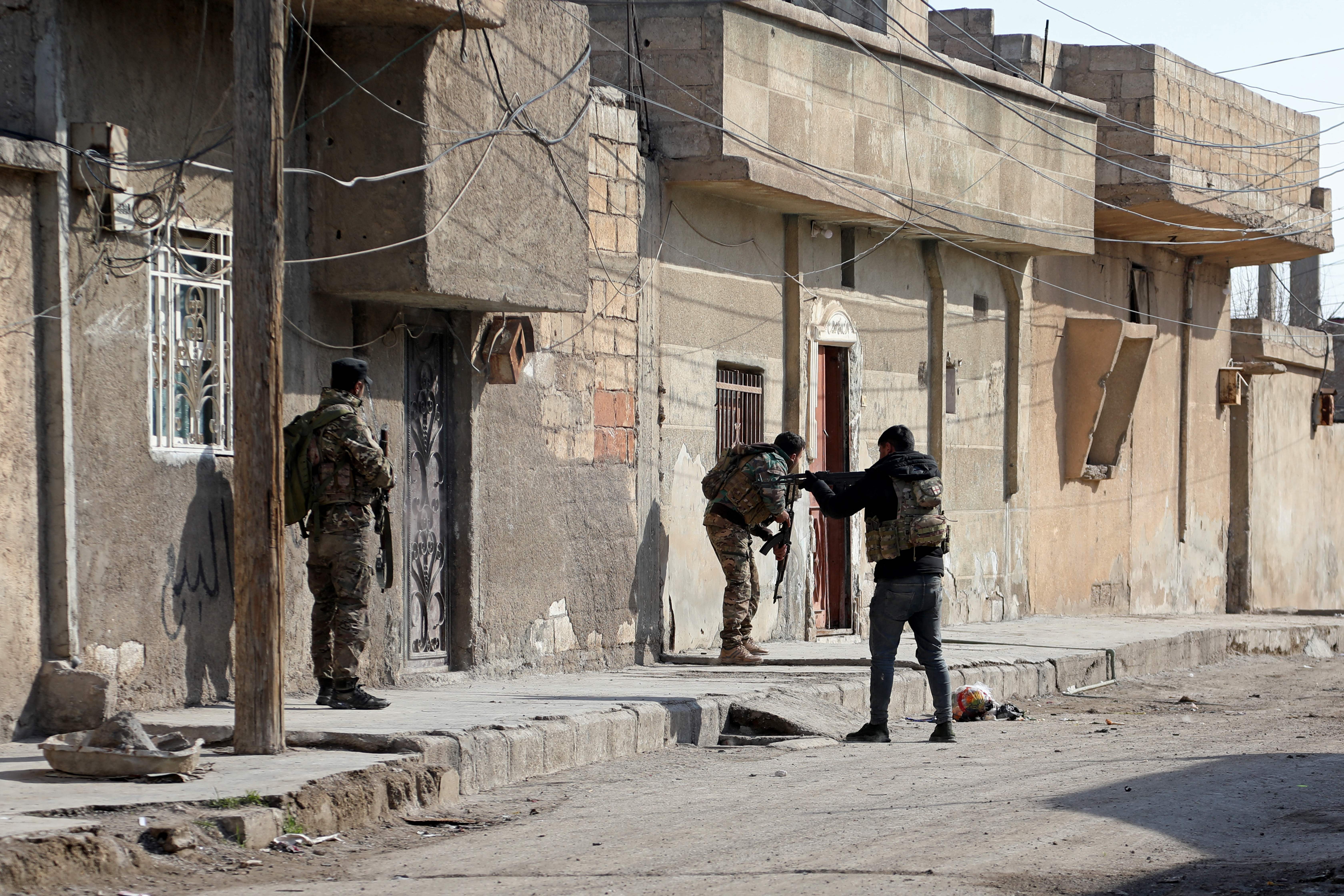 Kurdish security forces deployed in Hasakeh city on 22 January as they try to take back control of a prison in Syria