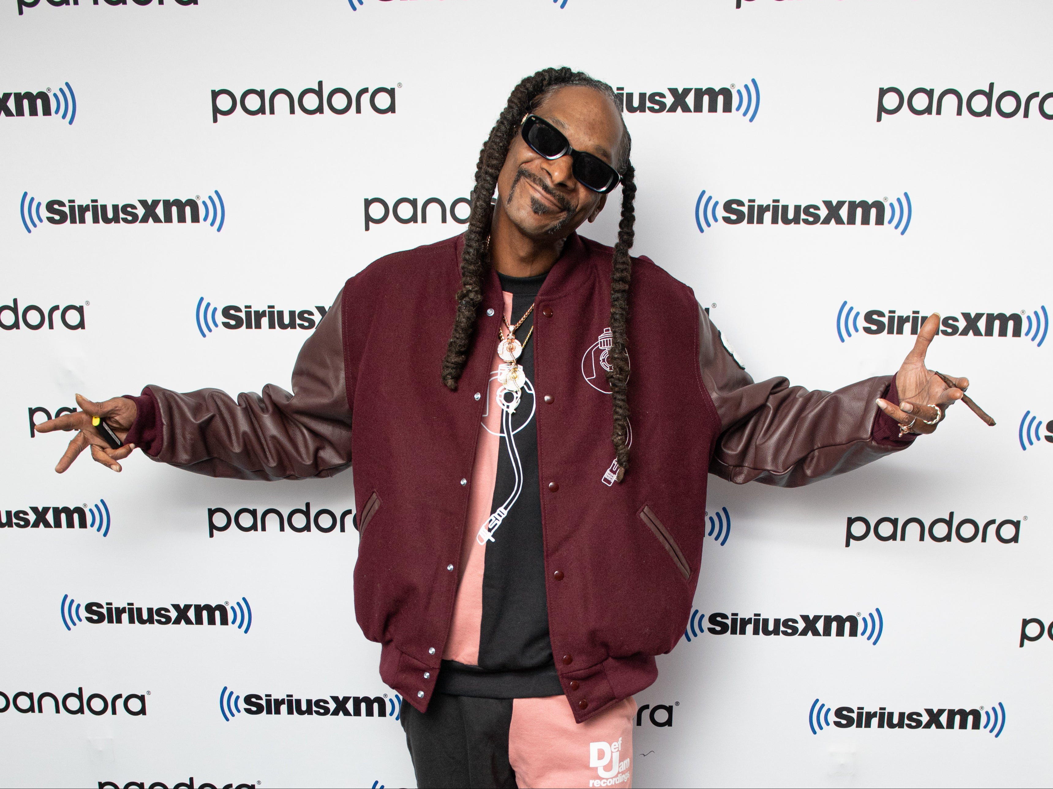 Snoop Dogg sits down with Roxanne Shante on SiriusXM's Rock The Bells Radio at The SiriusXM Studios on October 26, 2021