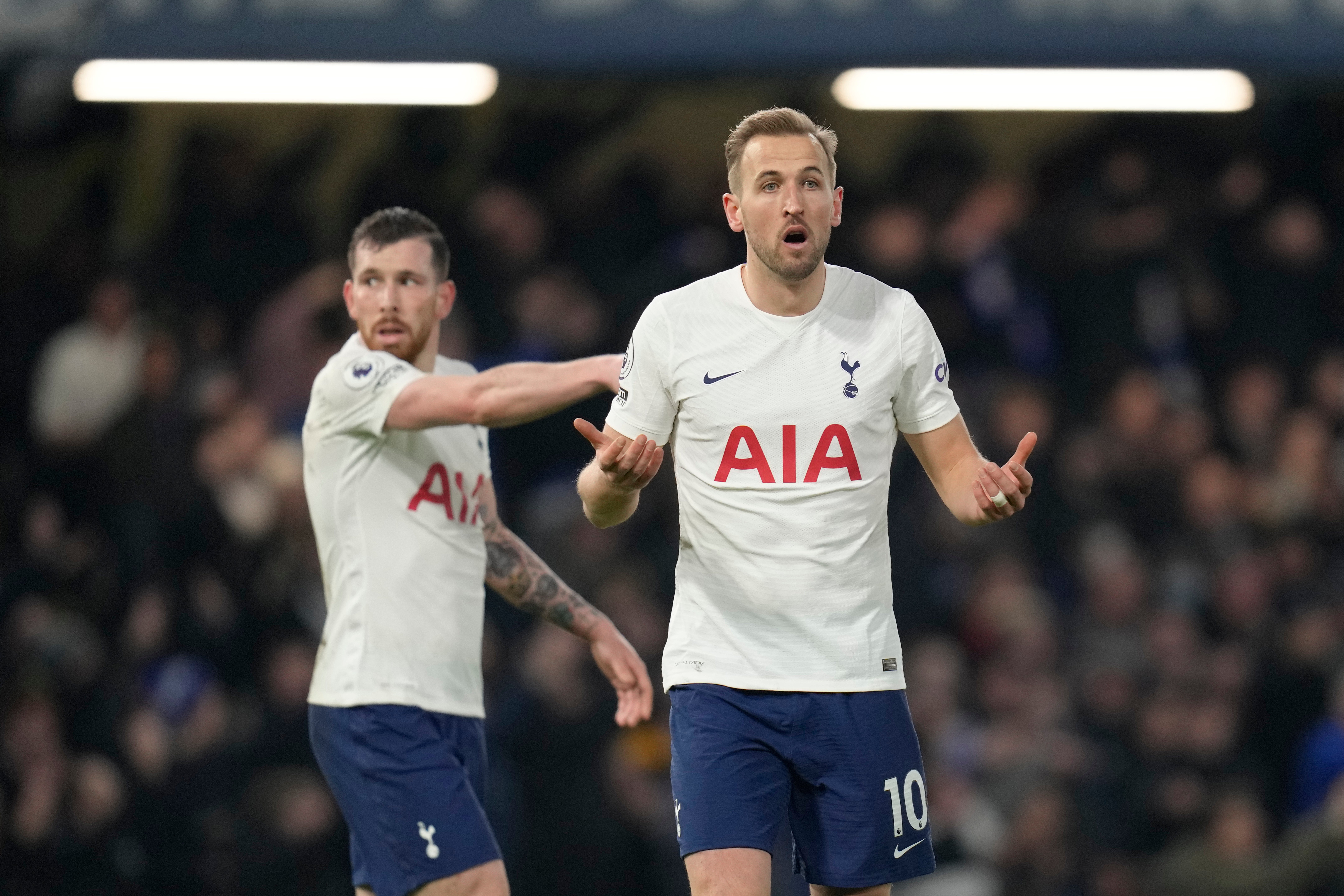 Harry Kane protests after having a goal disallowed (Kirsty Wigglesworth/AP).