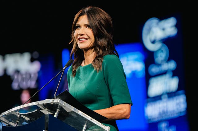 <p>Kristi Noem, governor of South Dakota, is being sued over her promotion of a Texas dentist on her social media accounts </p>
