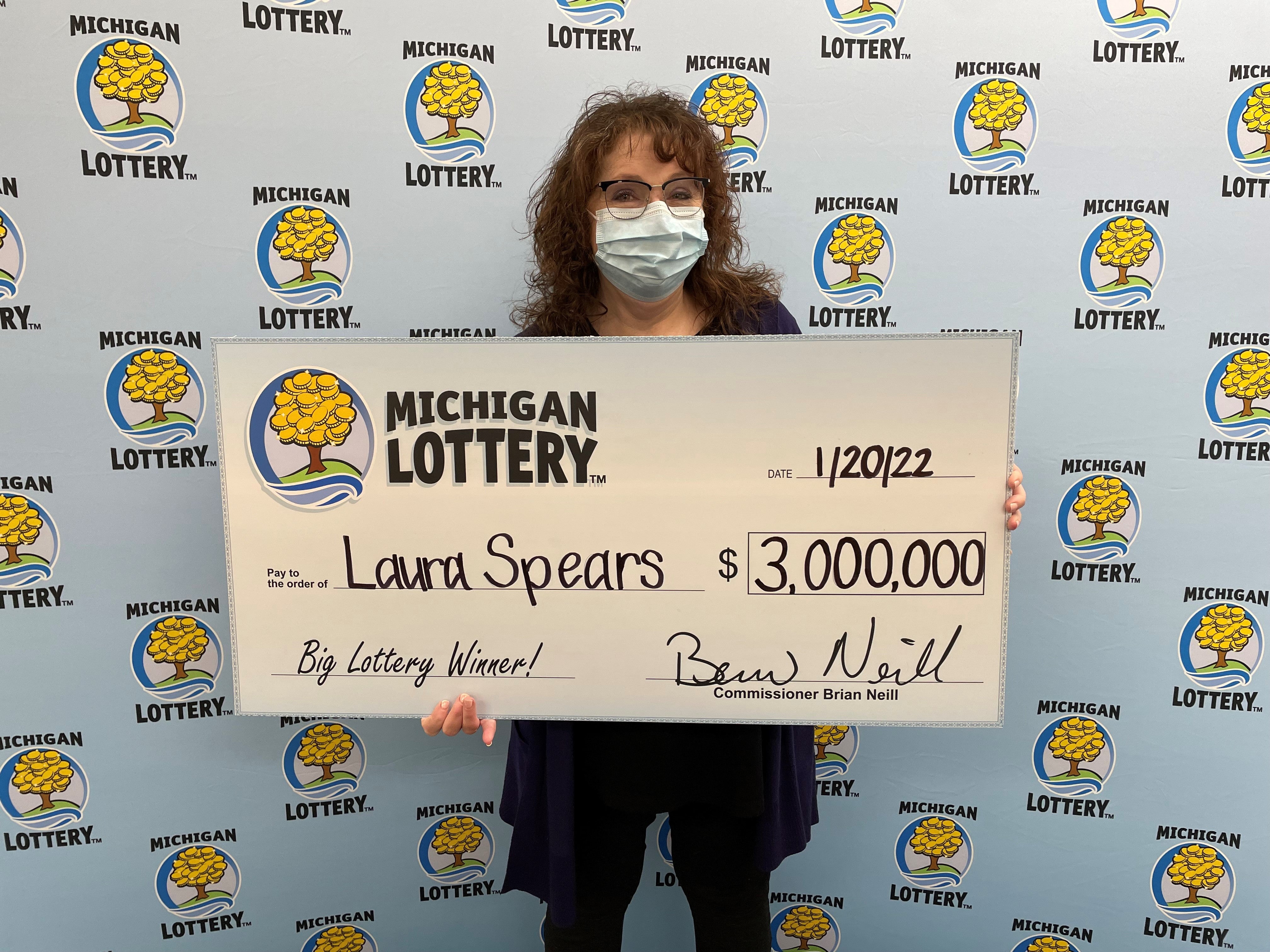 Laura Spears after winning $3m jackpot
