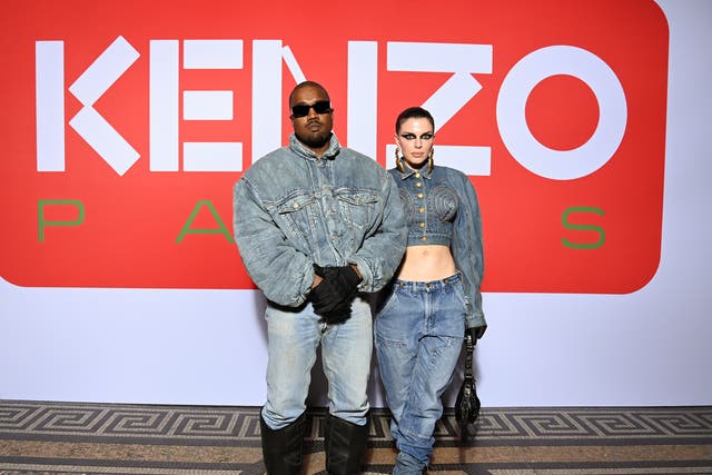 <p>Kanye west and Julia Fox attend Kenzo show at Paris Men’s Fashion Week</p>