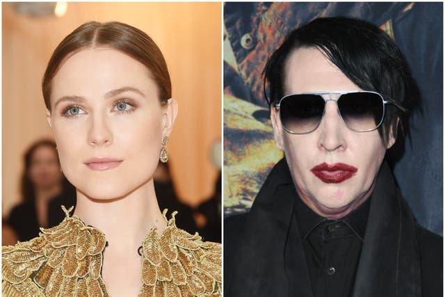 <p>Evan Rachel Wood (izquierda) acusó a Marilyn Manson (derecha) de años de abuso</p>