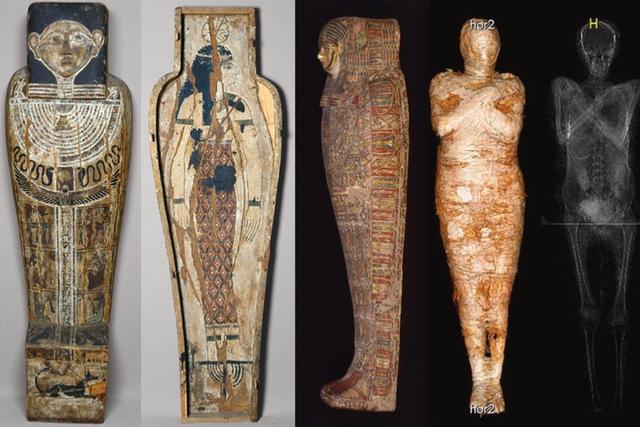 <p>Coffin, cartonnage case, and the mummy acquired by Jan Węzyk-Rudzki </p>
