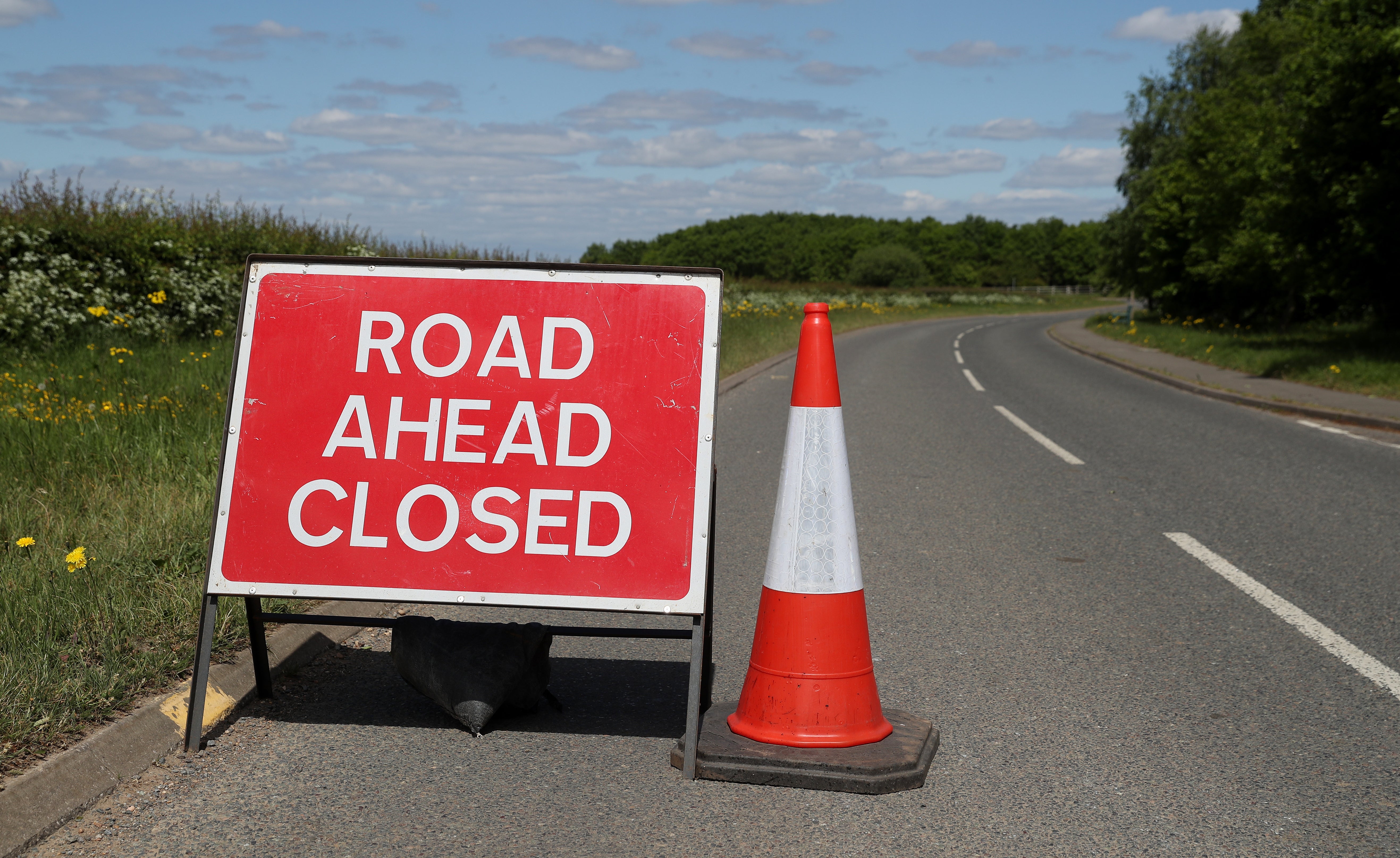 A road closed sign (David Davies/PA)
