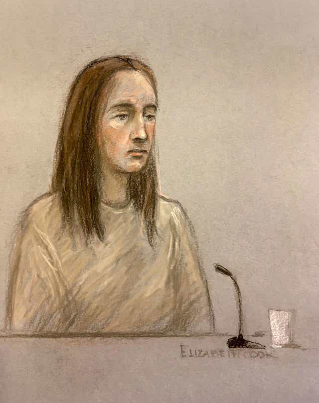 Court artist sketch by Elizabeth Cook of Lucy Letby (PA)