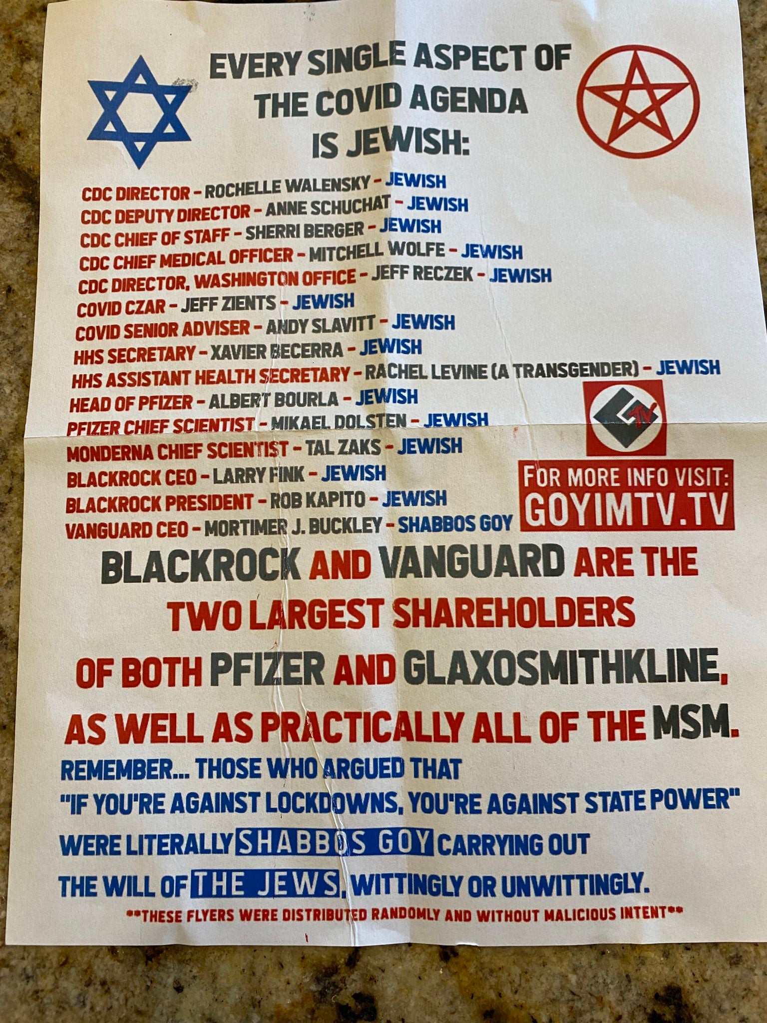 Antisemitic fliers were left overnight at hundreds of homes in the Miami Beach area