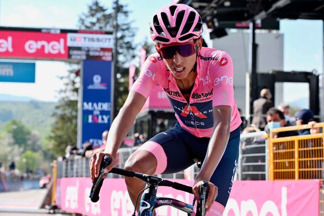 <p>Egan Bernal was taken to hospital on Monday after crashing in training </p>