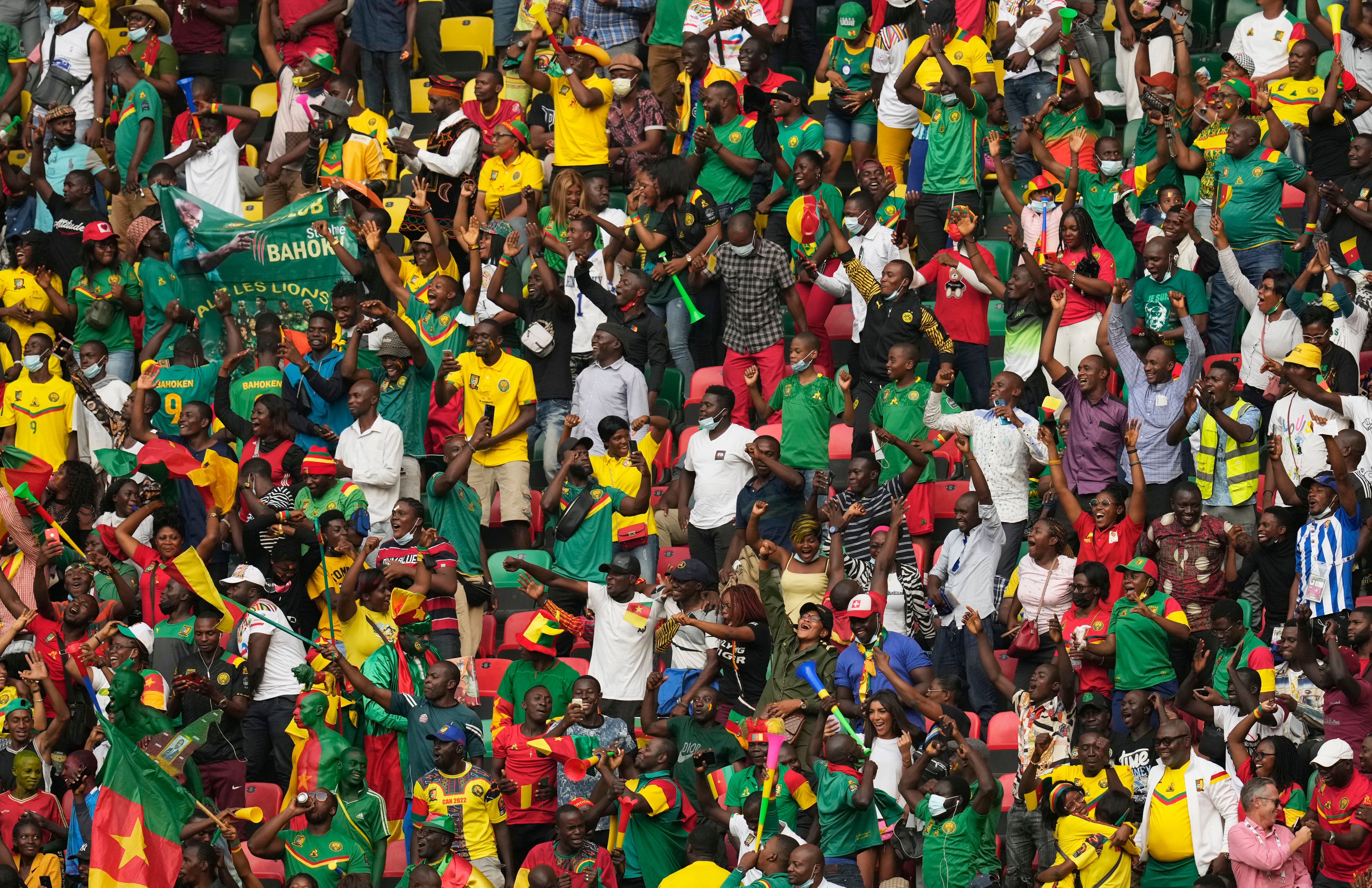At least eight fans are reported to have died in a stampede before the Cameroon-Comoros game at the Africa Cup of Nations (Themba Hadebe/AP)