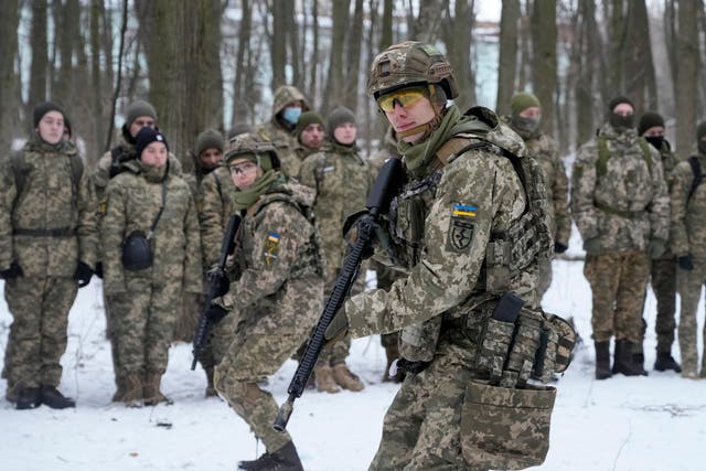 Members of Ukraine’s Territorial Defence Forces (Efrem Lukatsky/AP)