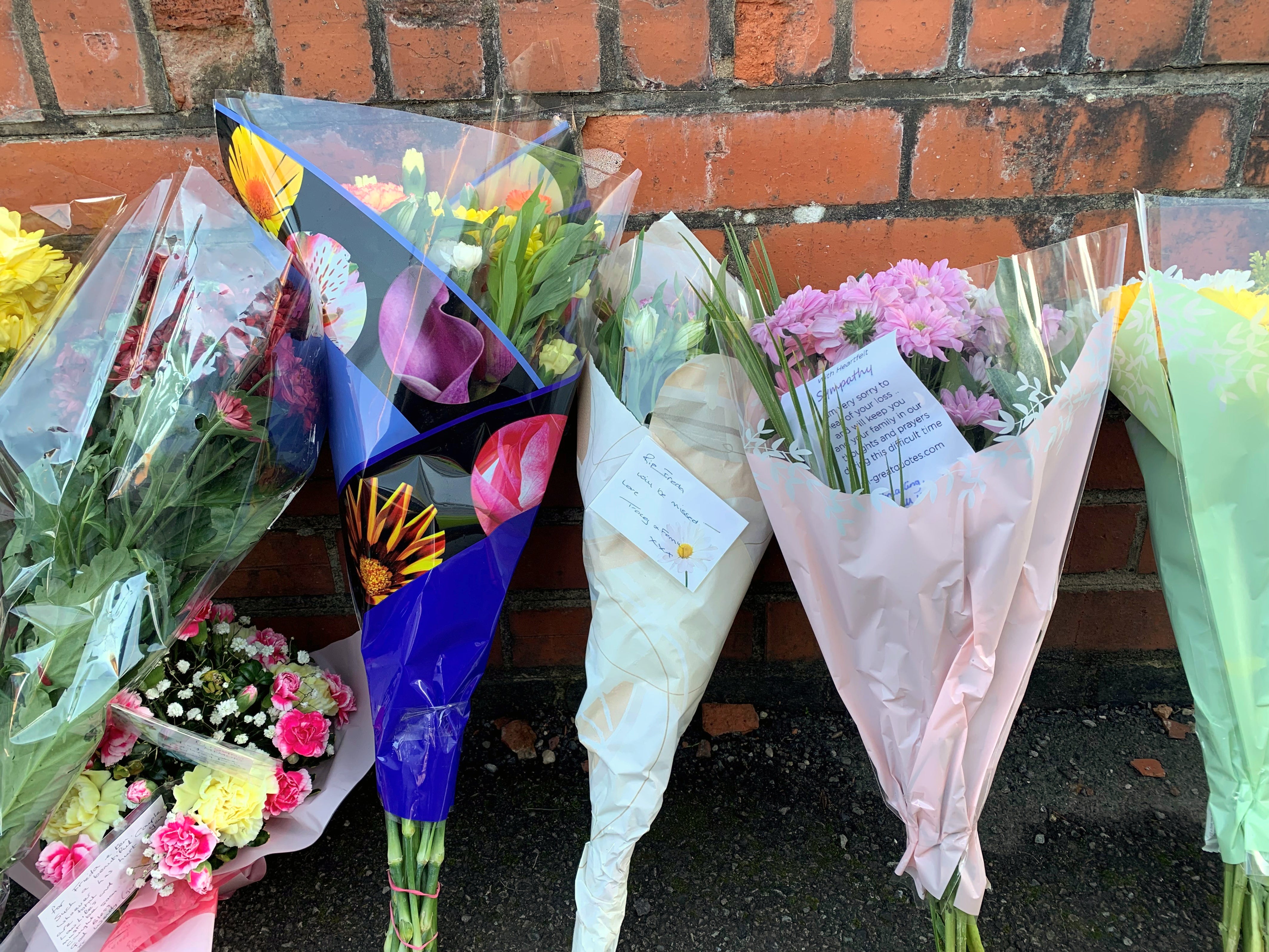 Flowers outside a house on Station Road, Langwith Junction (Josh Payne/PA)